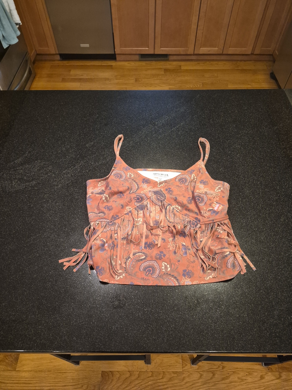 Idyllwind Paisley Fringe Tank Top, size XL